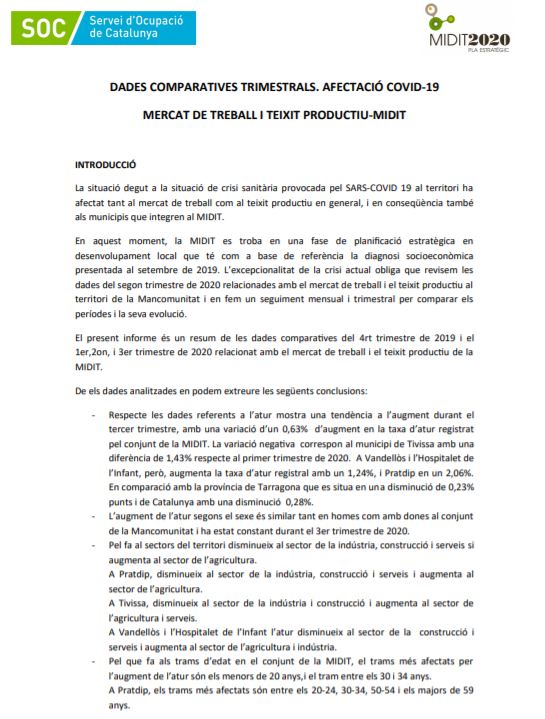 INFORME MERCAT DE TREBALL I TEIXIT PRODUCTIU - OCTUBRE 2020 Image