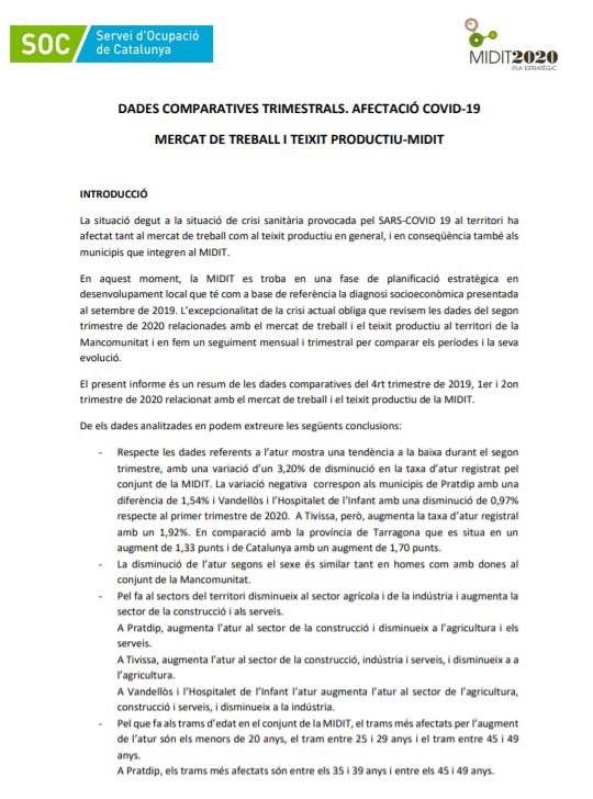 INFORME MERCAT DE TREBALL I TEIXIT PRODUCTIU - AGOST 2020 Image
