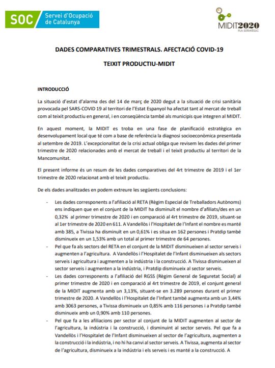 INFORME TEIXIT PRODUCTIU - ABRIL 2020 Image