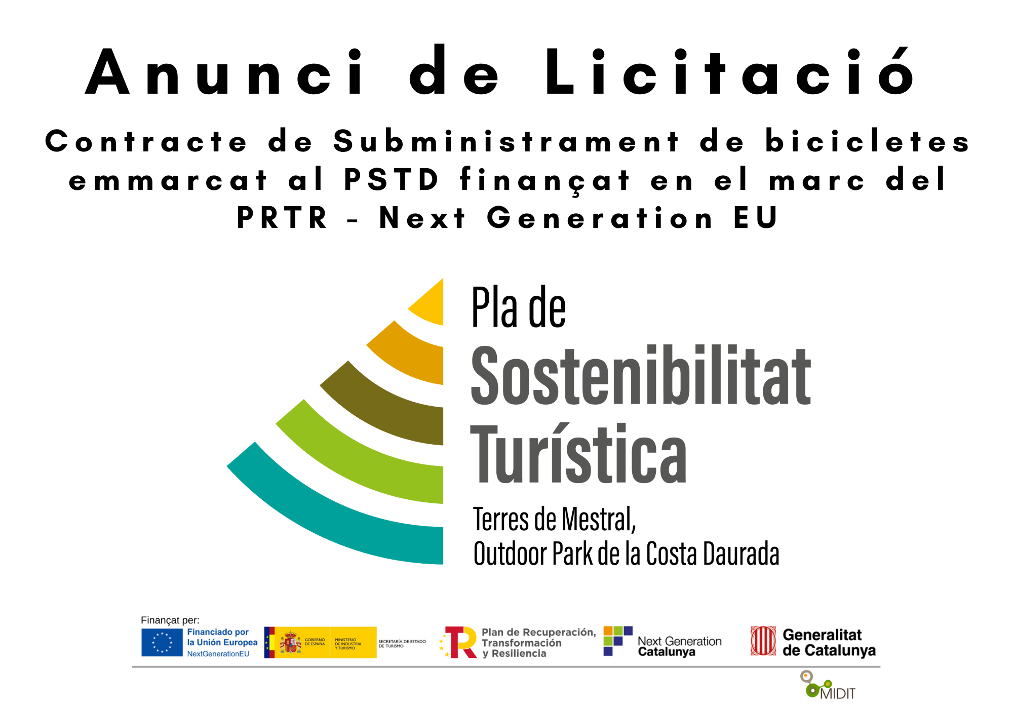 La MIDIT treu a licitació el Subministrament de bicicletes emmarcat al PSTD finançat en el marc del PRTR - Next Generation EU